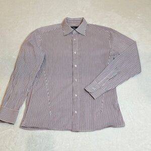 Z Zegna Striped Shirt in Red, Black, and White. 38/15.